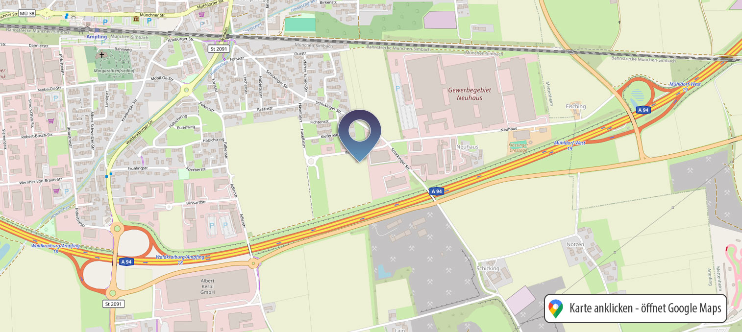 Anfahrtskarte zum AquaEx Standort in Ampfing